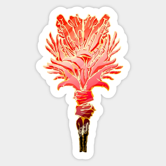 Occult Red & Gold Flower Bouquet of Hands Sticker by AidanThomas